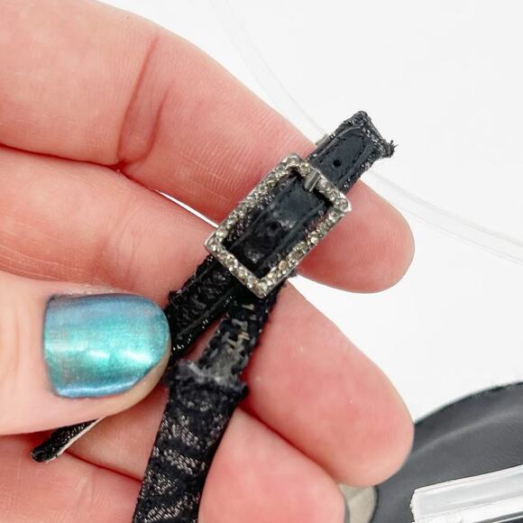 Vintage Jimmy Choo Gray Bow Crystal Pointed Toe Slingback Kitten Heel size IT 37 - Picture 10 of 12